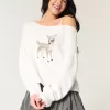 Pulover Hollister Comfy Cloud Easy, fără umăr, grafic Deer