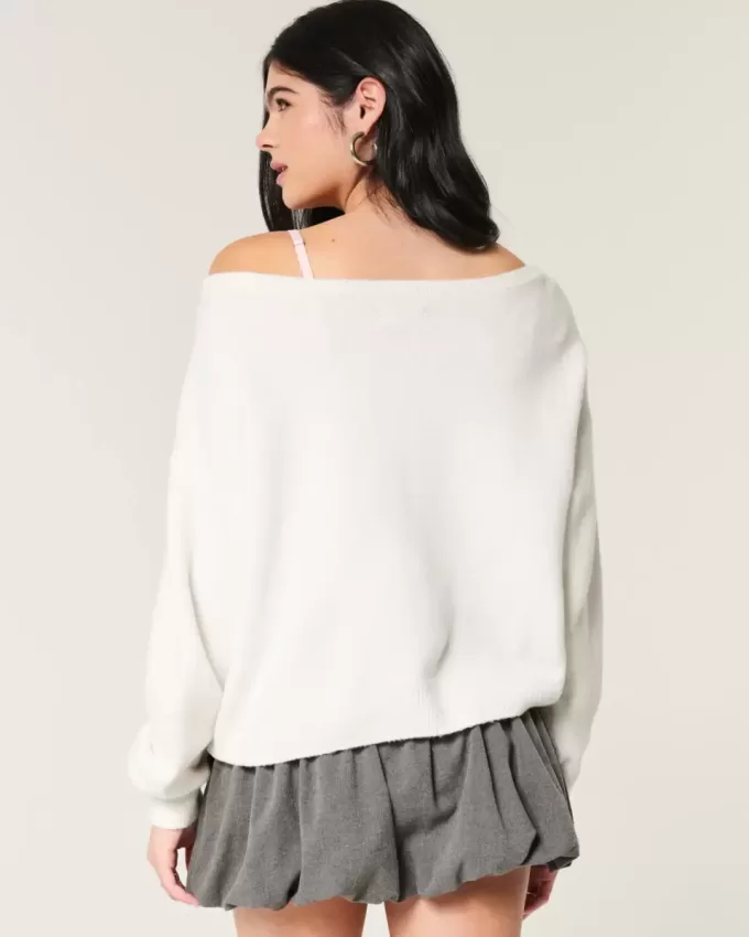 Pulover Hollister Comfy Cloud Easy, fără umăr, grafic Deer