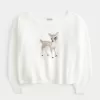 Pulover Hollister Comfy Cloud Easy, fără umăr, grafic Deer