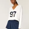 Pulover Hollister Comfy Cloud Graphic cu decolteu crestat