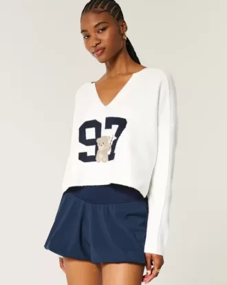 Pulover Hollister Comfy Cloud Graphic cu decolteu crestat
