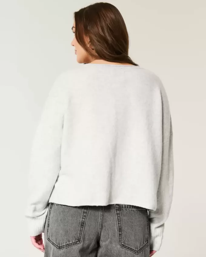 Pulover Hollister Comfy Cloud Graphic cu decolteu crestat