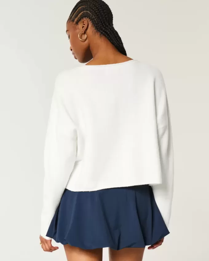 Pulover Hollister Comfy Cloud Graphic cu decolteu crestat