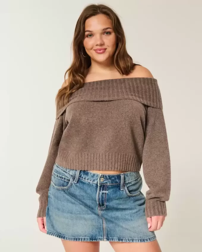 Pulover Hollister Comfy Cloud pliabil, fără umăr Pulover Hollister Comfy Cloud pliabil, fără umăr