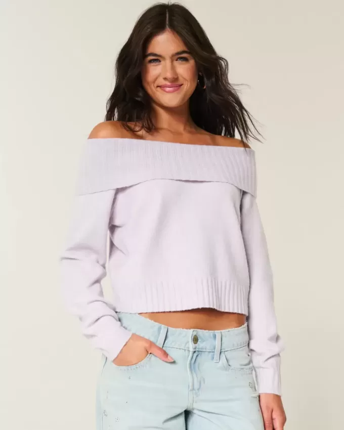 Pulover Hollister Comfy Cloud pliabil, fără umăr Pulover Hollister Comfy Cloud pliabil, fără umăr