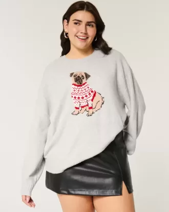 Pulover Hollister Comfy Cloud Puppy Graphic Crew