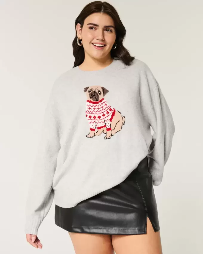 Pulover Hollister Comfy Cloud Puppy Graphic Crew