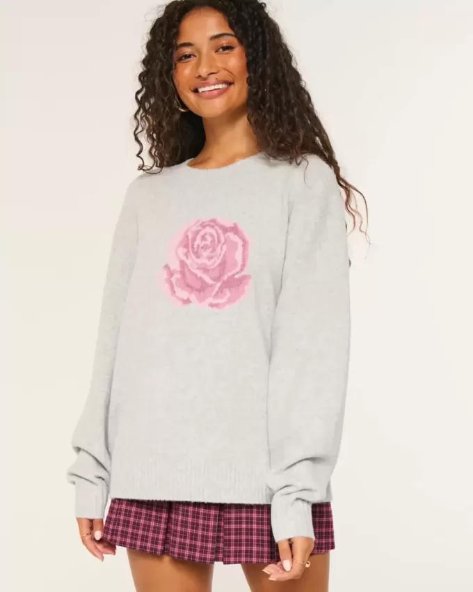 Pulover Hollister Comfy Cloud Rose Graphic Pulover Hollister Comfy Cloud Rose Graphic