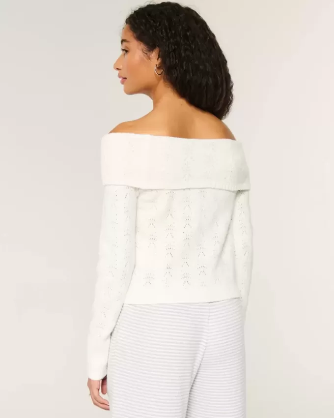 Pulover Hollister Comfy Cloud Stitchy fără umăr Pulover Hollister Comfy Cloud Stitchy fără umăr
