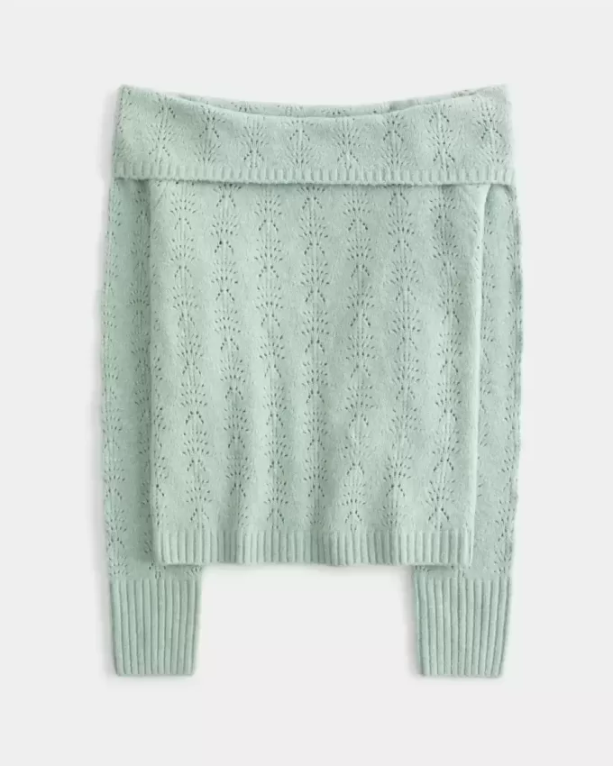 Pulover Hollister Comfy Cloud Stitchy fără umăr Pulover Hollister Comfy Cloud Stitchy fără umăr
