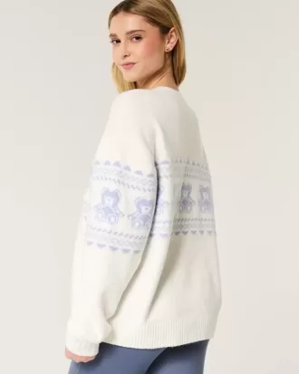 Pulover Hollister Comfy Cloud Teddy Bear Graphic Crew