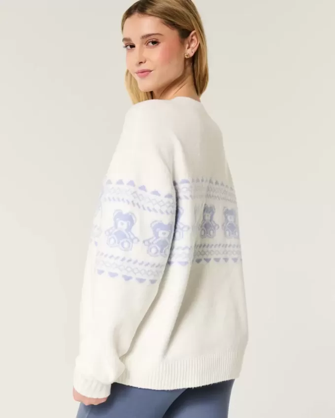 Pulover Hollister Comfy Cloud Teddy Bear Graphic Crew