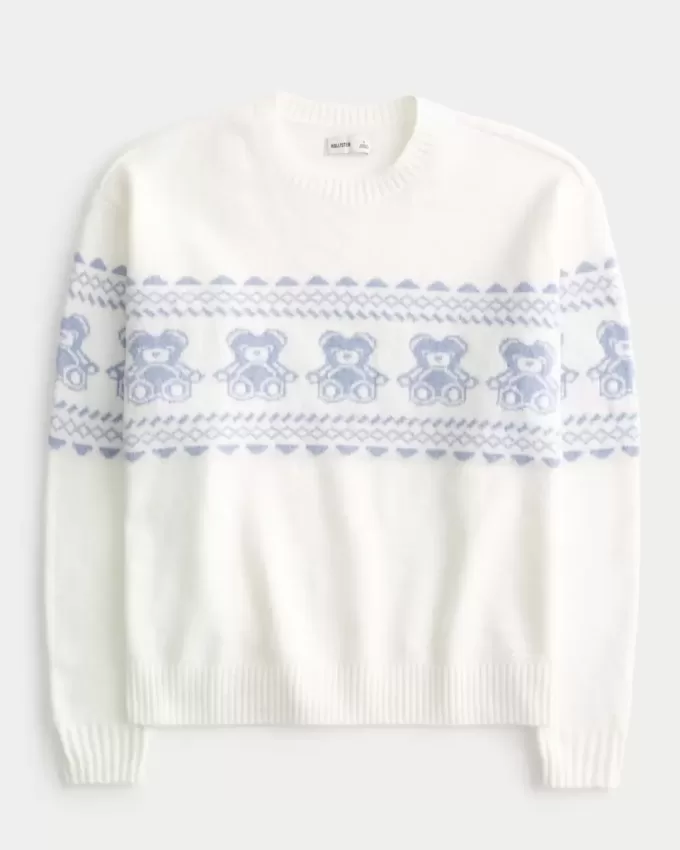 Pulover Hollister Comfy Cloud Teddy Bear Graphic Crew
