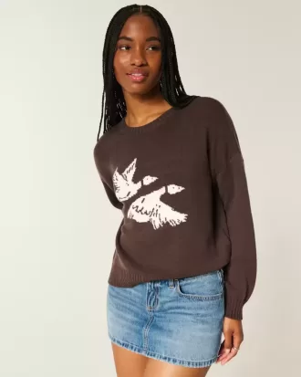 Pulover pentru echipaj cu grafic Easy Flying Birds