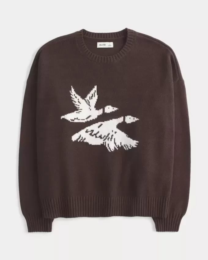 Pulover pentru echipaj cu grafic Easy Flying Birds Pulover pentru echipaj cu grafic Easy Flying Birds