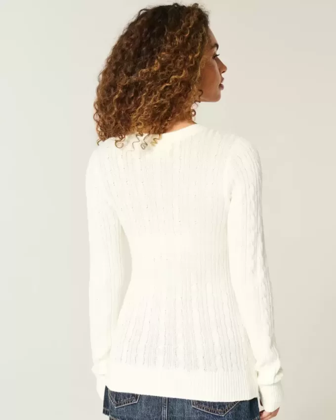 Pulover Star Crew din tricot cablu Pulover Star Crew din tricot cablu
