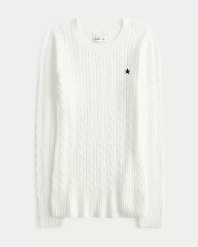 Pulover Star Crew din tricot cablu Pulover Star Crew din tricot cablu