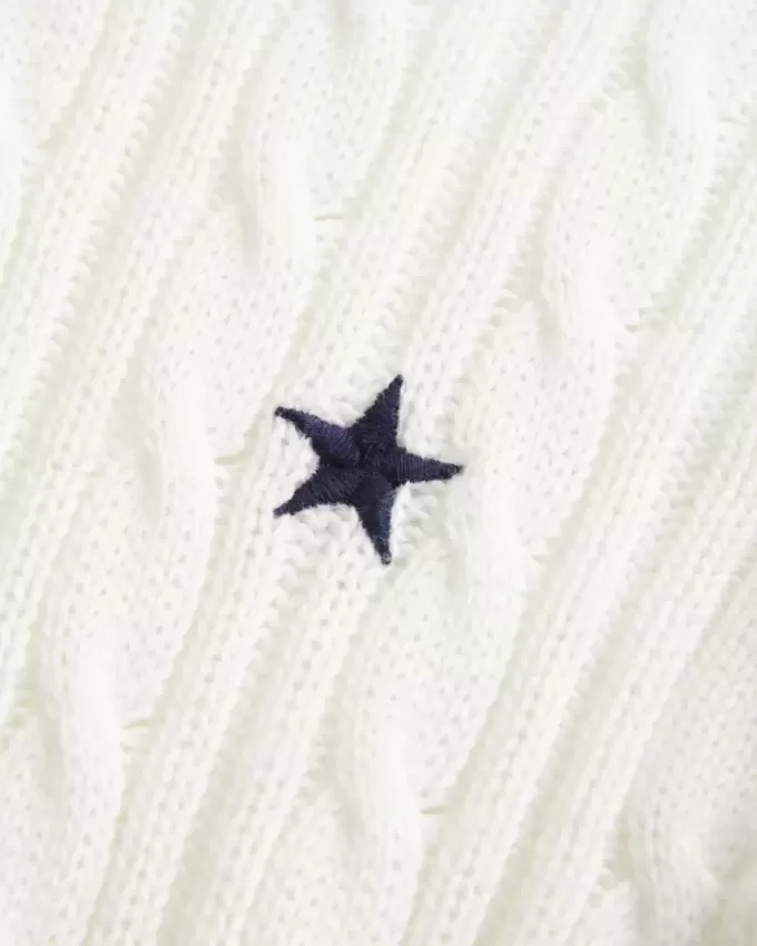 Pulover Star Crew din tricot cablu Pulover Star Crew din tricot cablu