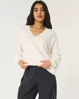 Pulover supradimensionat cu decolteu în V Hollister Comfy Cloud