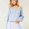 Pulover supradimensionat cu decolteu în V Hollister Comfy Cloud Pulover supradimensionat cu decolteu în V Hollister Comfy Cloud