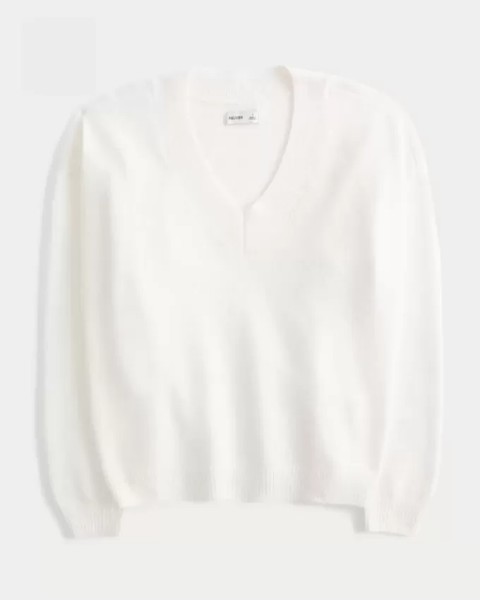 Pulover supradimensionat cu decolteu în V Hollister Comfy Cloud Pulover supradimensionat cu decolteu în V Hollister Comfy Cloud