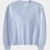 Pulover supradimensionat cu decolteu în V Hollister Comfy Cloud Pulover supradimensionat cu decolteu în V Hollister Comfy Cloud