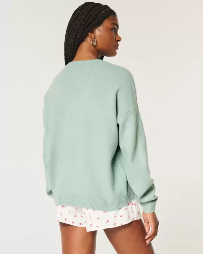 Pulover supradimensionat cu decolteu în V Hollister Comfy Cloud