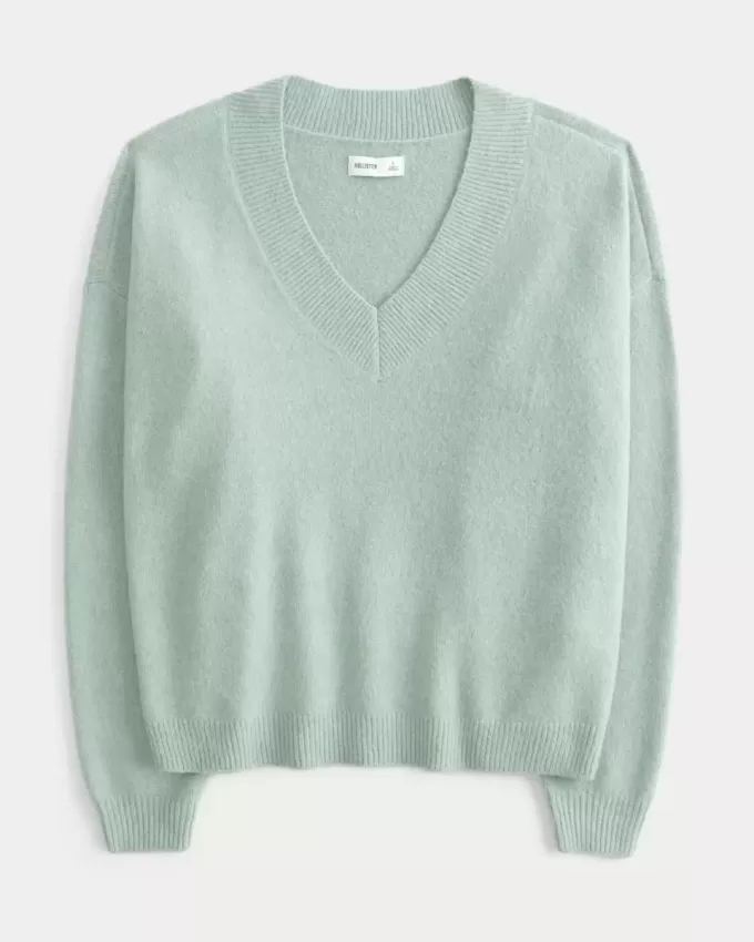 Pulover supradimensionat cu decolteu în V Hollister Comfy Cloud