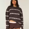 Pulover supradimensionat cu model de inimă Pulover supradimensionat cu model de inimă
