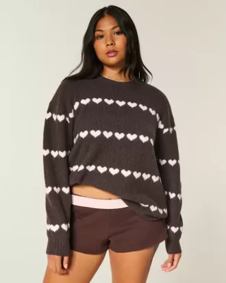 Pulover supradimensionat cu model de inimă