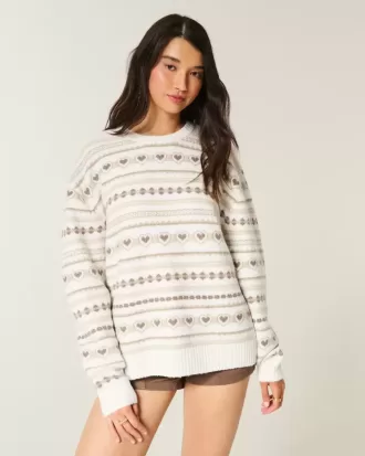 Pulover supradimensionat cu model de inimă