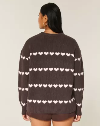 Pulover supradimensionat cu model de inimă