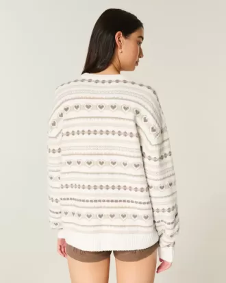 Pulover supradimensionat cu model de inimă