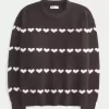 Pulover supradimensionat cu model de inimă Pulover supradimensionat cu model de inimă