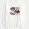 Pulover supradimensionat Teddy Bear Graphic Crew Pulover supradimensionat Teddy Bear Graphic Crew