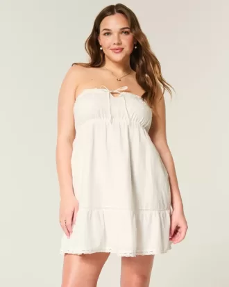 Rochie Babydoll brodata fara bretele
