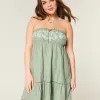 Rochie Babydoll brodata fara bretele Rochie Babydoll brodata fara bretele