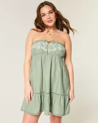 Rochie Babydoll brodata fara bretele