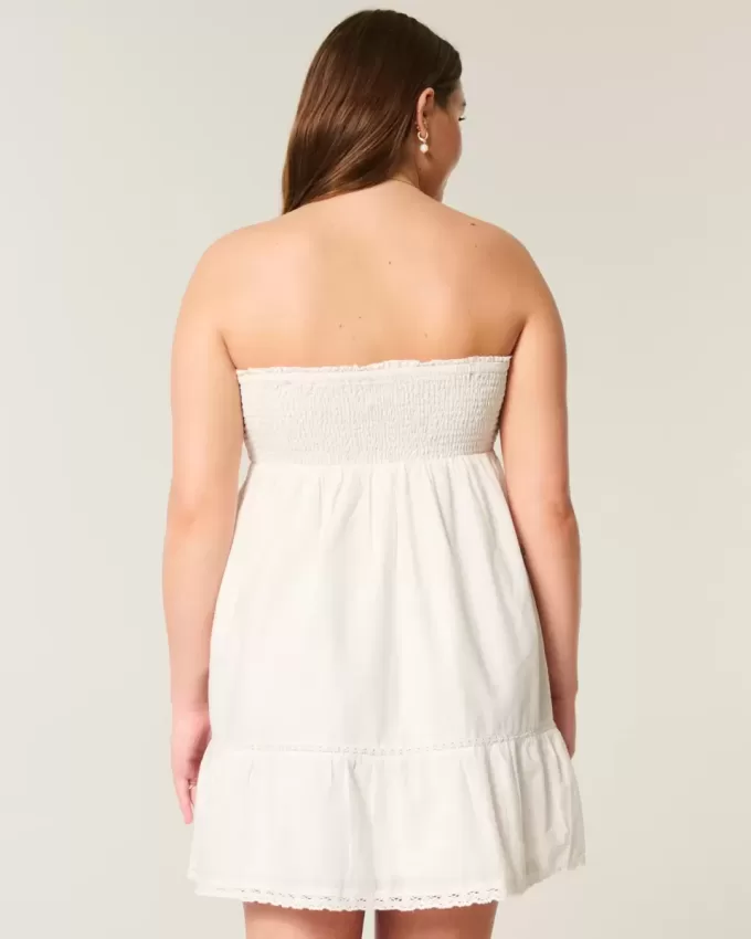 Rochie Babydoll brodata fara bretele Rochie Babydoll brodata fara bretele