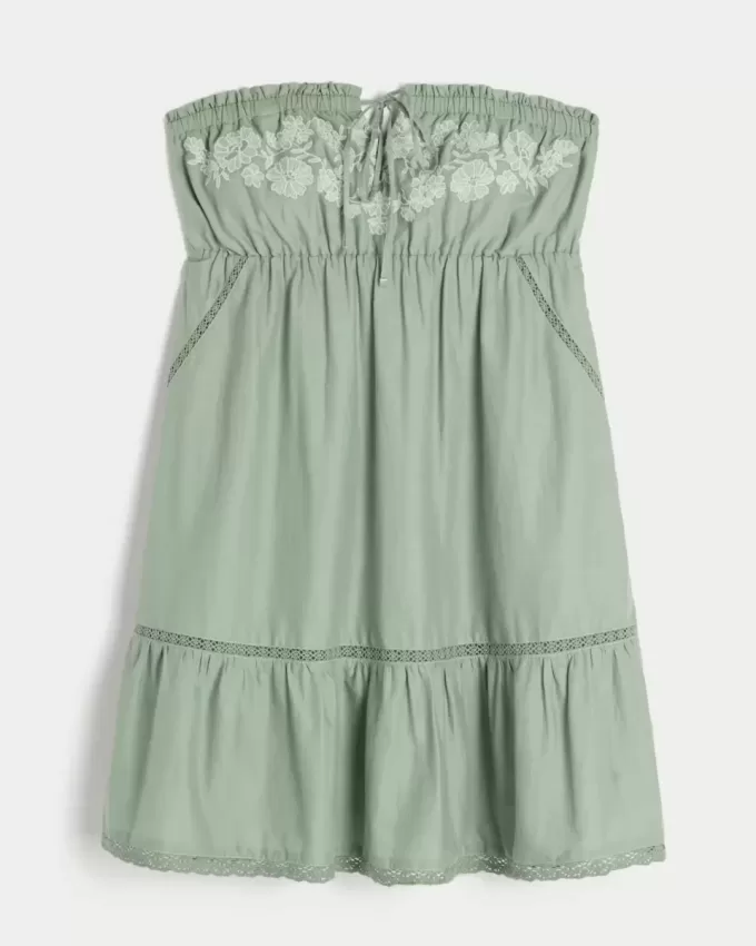 Rochie Babydoll brodata fara bretele Rochie Babydoll brodata fara bretele