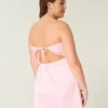 Rochie bodycon cu fundă fără bretele din satin Rochie bodycon cu fundă fără bretele din satin