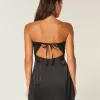 Rochie bodycon cu fundă fără bretele din satin Rochie bodycon cu fundă fără bretele din satin