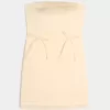 Rochie bodycon cu fundă fără bretele din satin Rochie bodycon cu fundă fără bretele din satin