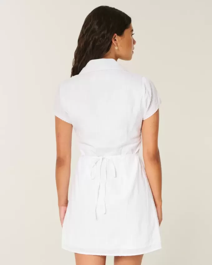 Rochie cămașă cu mânecă scurtă Rochie cămașă cu mânecă scurtă