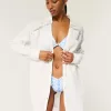 Rochie cămașă mini cu nasturi din tifon Rochie cămașă mini cu nasturi din tifon