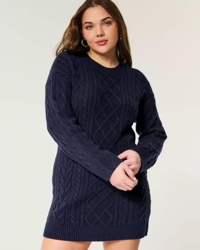 Rochie confortabilă din tricot cu cablu Rochie confortabilă din tricot cu cablu