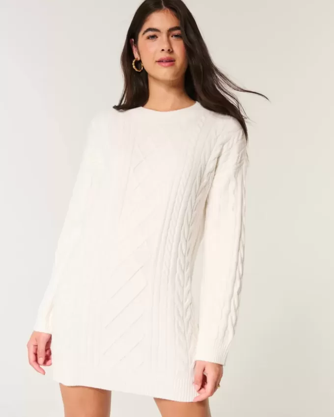 Rochie confortabilă din tricot cu cablu Rochie confortabilă din tricot cu cablu