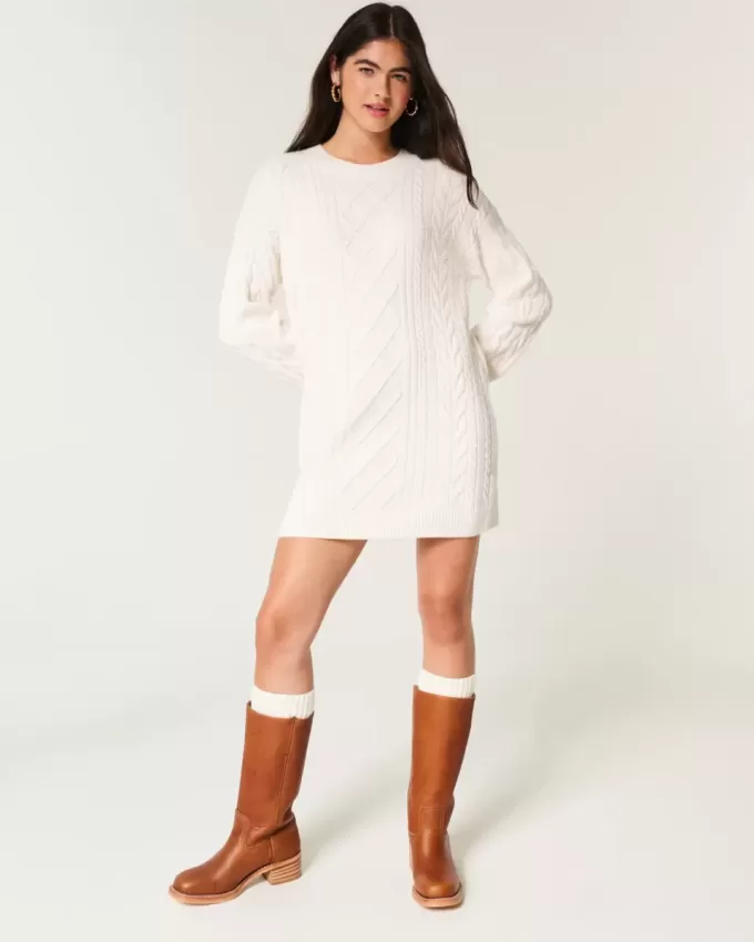 Rochie confortabilă din tricot cu cablu Rochie confortabilă din tricot cu cablu