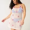 Rochie de acoperire cu broderie florală în stil croșetat Rochie de acoperire cu broderie florală în stil croșetat