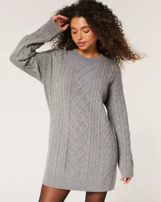 Rochie de pulover oversize din tricot cu cablu